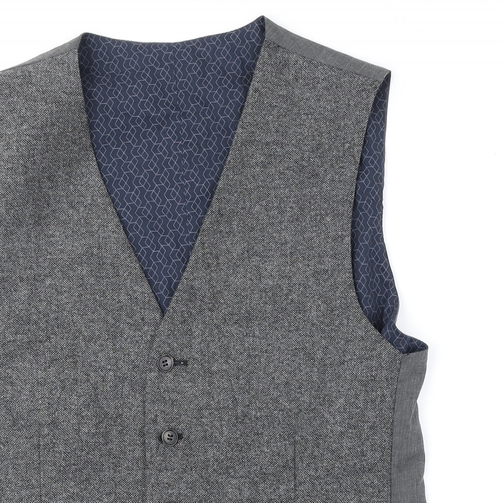 Limehaus Mens Grey Polyester Jacket Suit Waistcoat One Size Regular