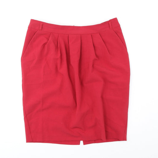 Papaya Womens Red Polyester A-Line Skirt Size 8 Zip
