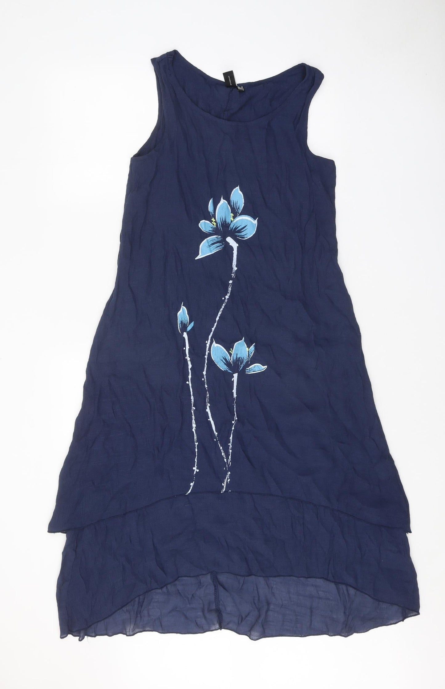 Izabel Womens Blue Polyester A-Line Size 8 Scoop Neck Pullover