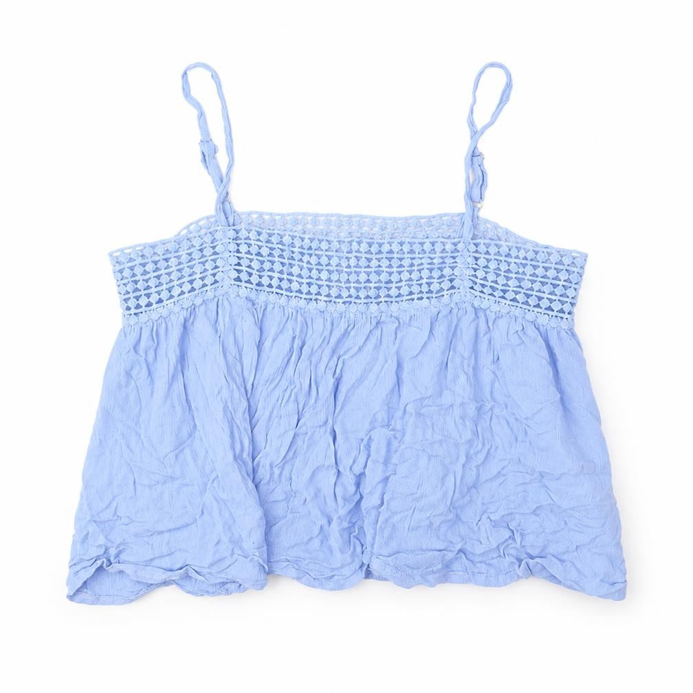 Missguided Womens Blue Viscose Cropped Tank Size 8 Square Neck