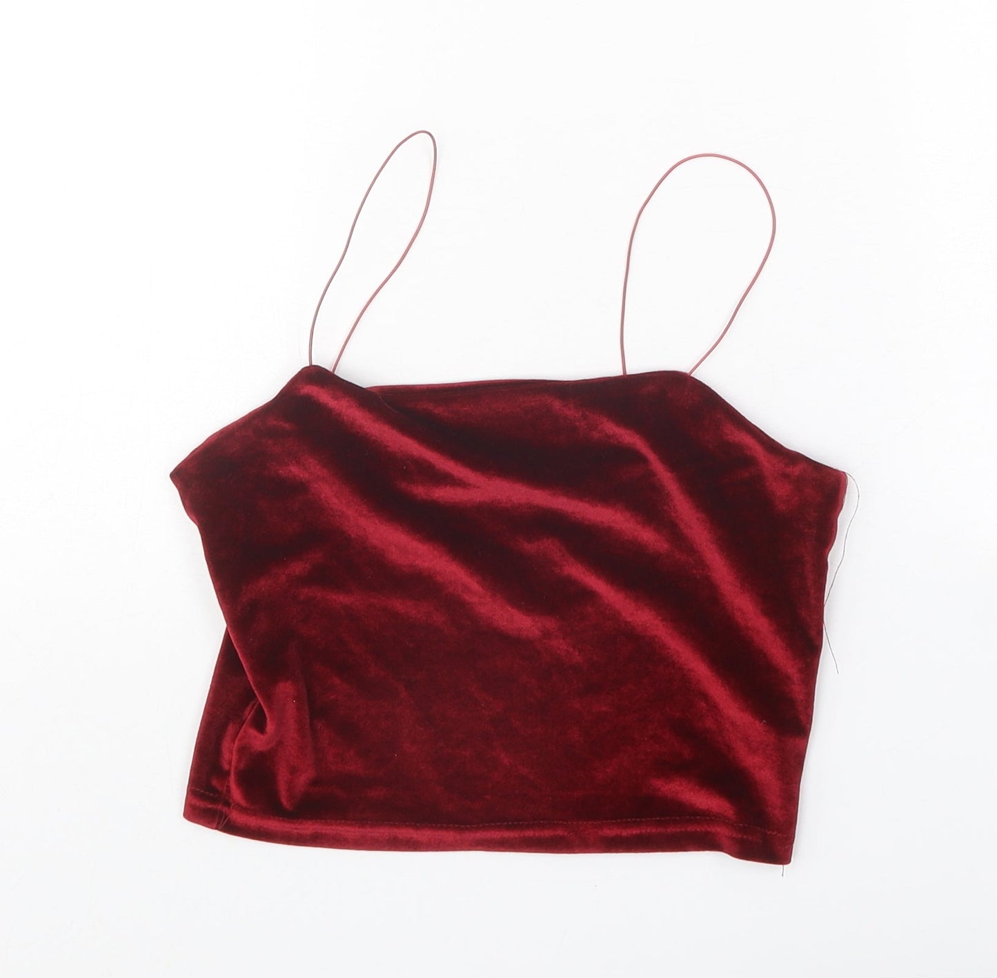 Preworn Womens Red Polyester Cropped Tank Size S Square Neck