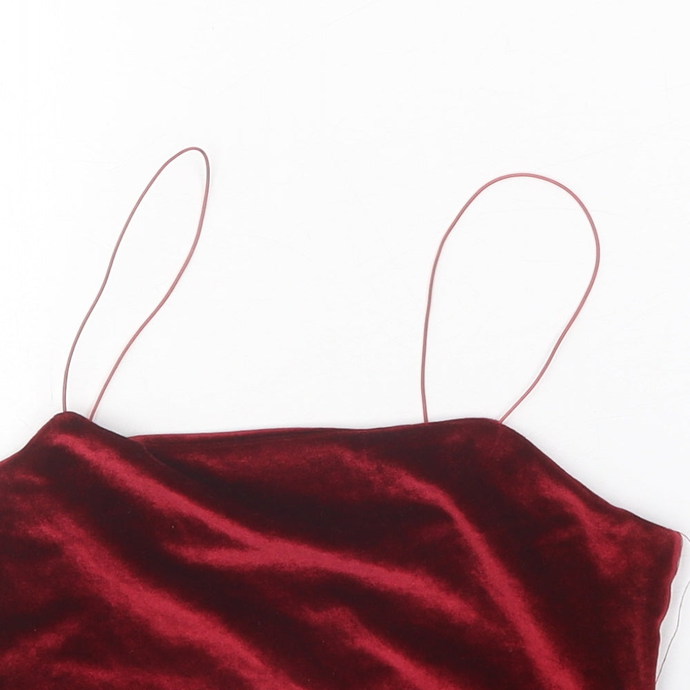 Preworn Womens Red Polyester Cropped Tank Size S Square Neck