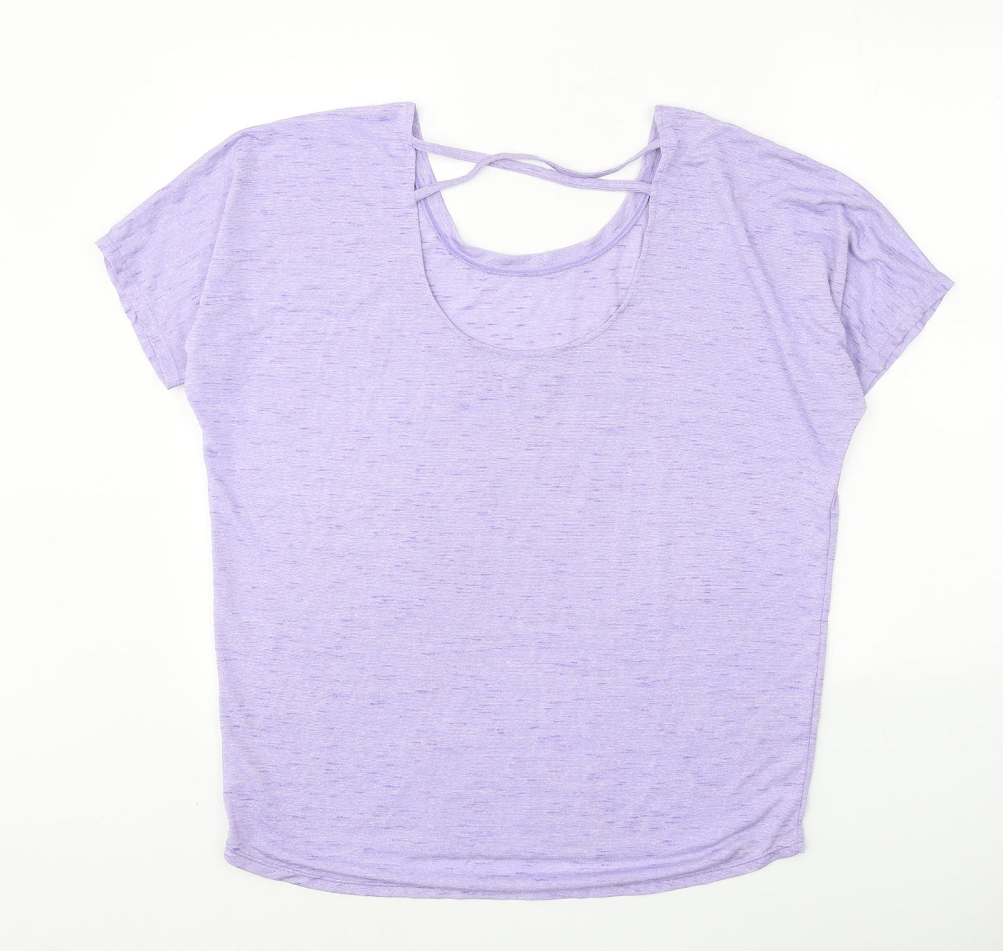 Preworn Womens Purple Polyester Basic T-Shirt Size 12 Round Neck