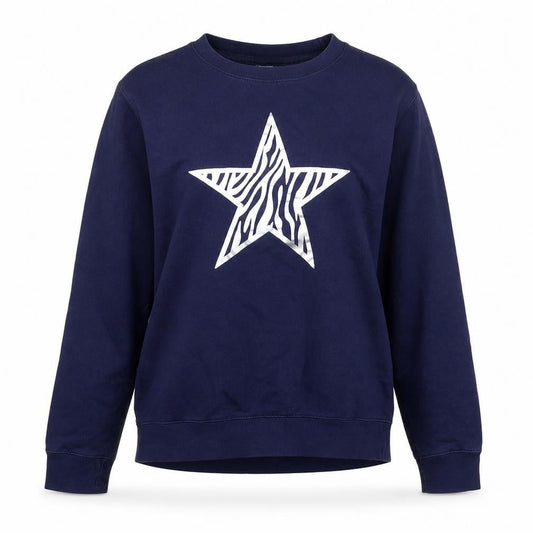 Preworn Womens Blue Cotton Pullover Sweatshirt Size S Pullover - Zebra print Star