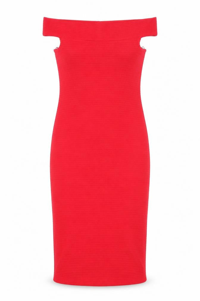 Therapy Womens Red Acrylic Bodycon Size 8 Off the Shoulder Pullover