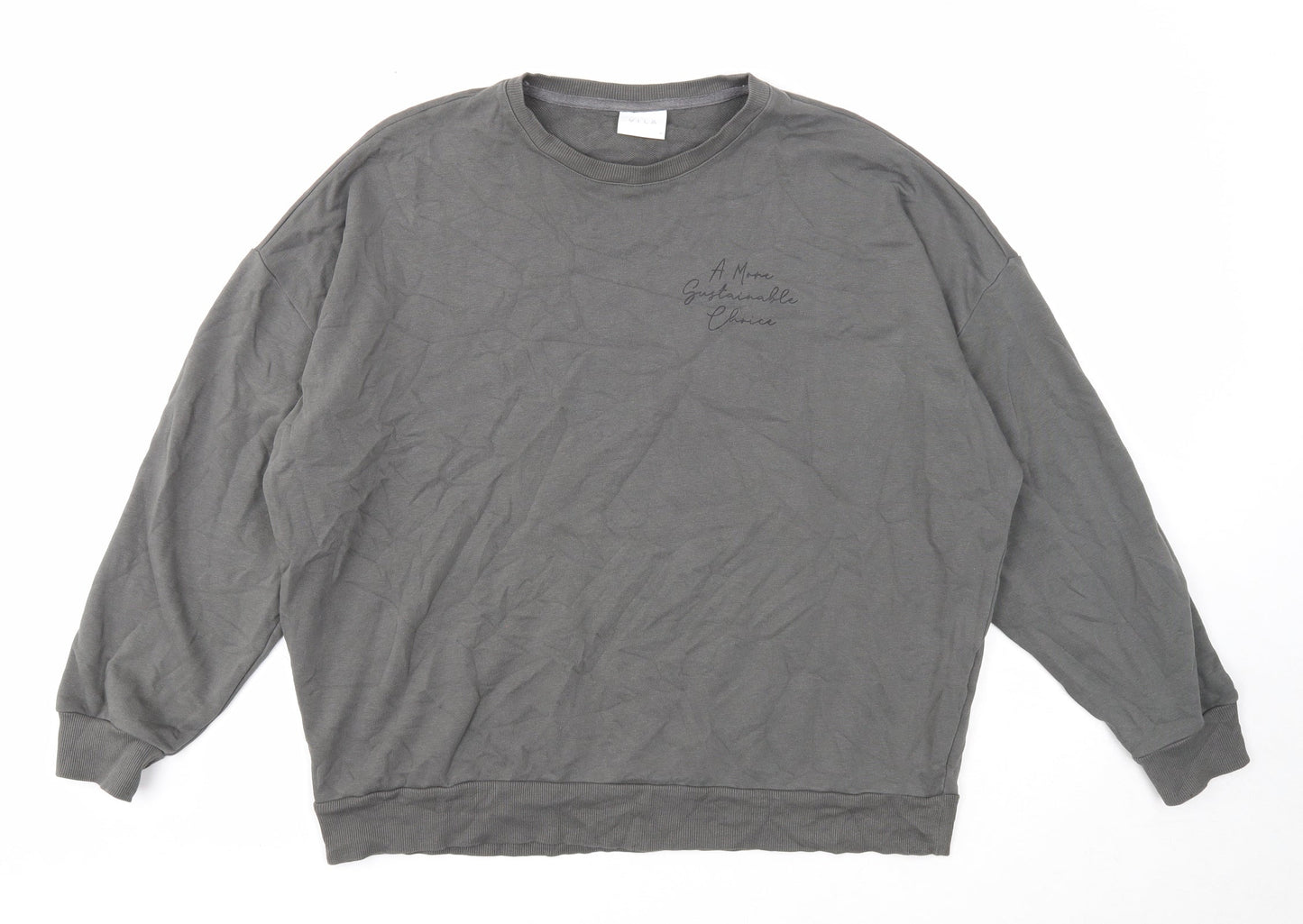 VILA Womens Grey Cotton Pullover Sweatshirt Size M Pullover