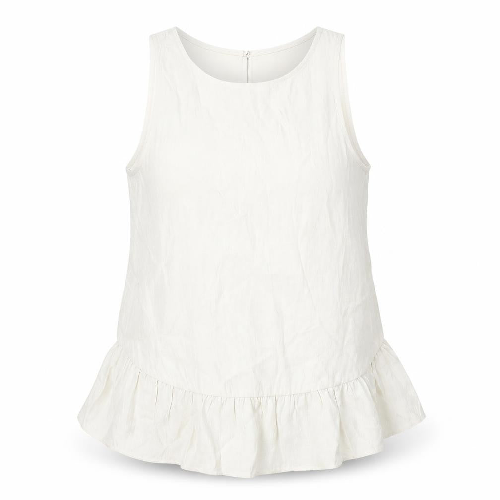 Ann Taylor Womens Beige Polyester Basic Tank Size M Round Neck