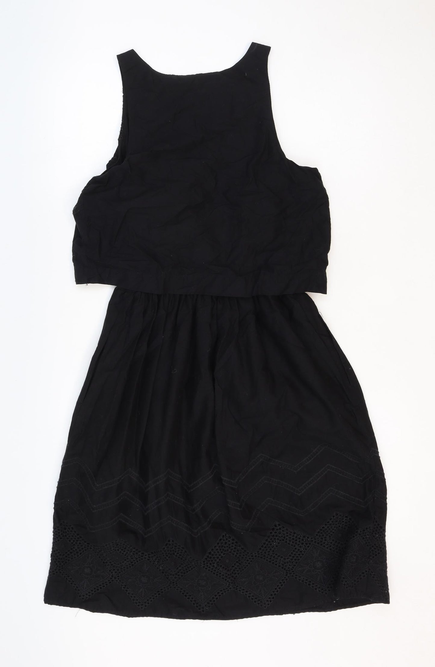 Gap Womens Black Polyester Fit & Flare Size 4 Round Neck Pullover