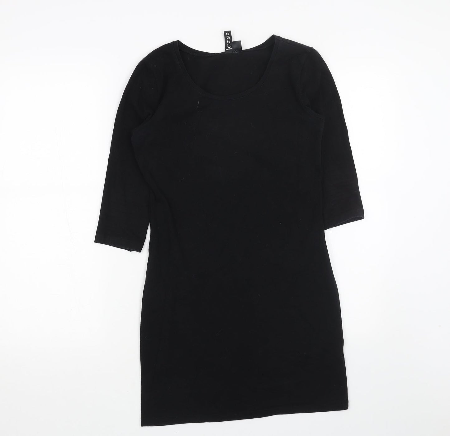H&M Womens Black Cotton Shift Size 10 Round Neck Pullover