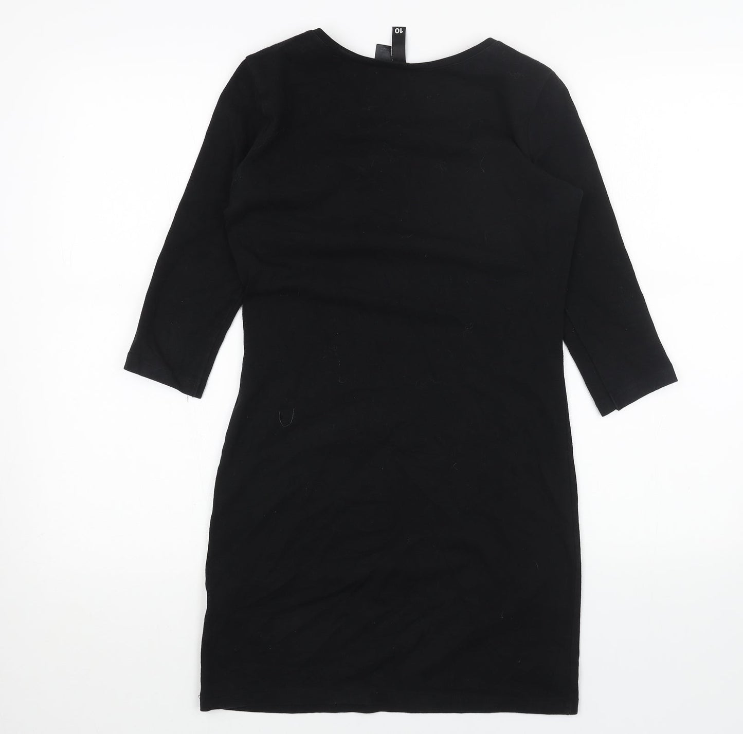 H&M Womens Black Cotton Shift Size 10 Round Neck Pullover