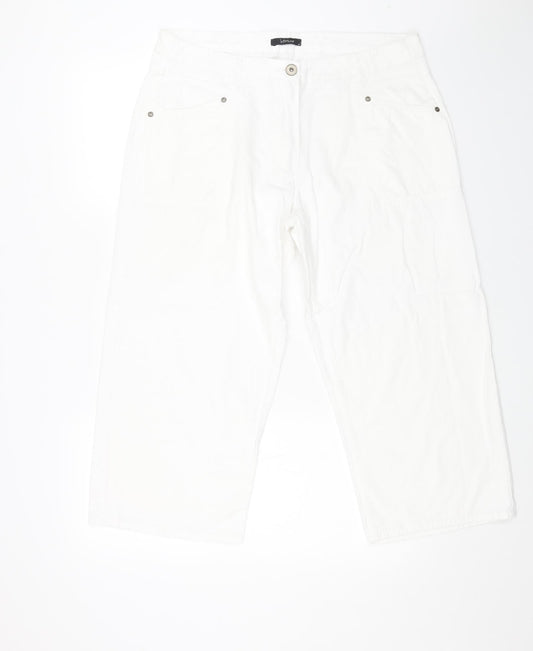 INTOWN Womens White Cotton Cropped Jeans Size 38 in L23 in Regular Button