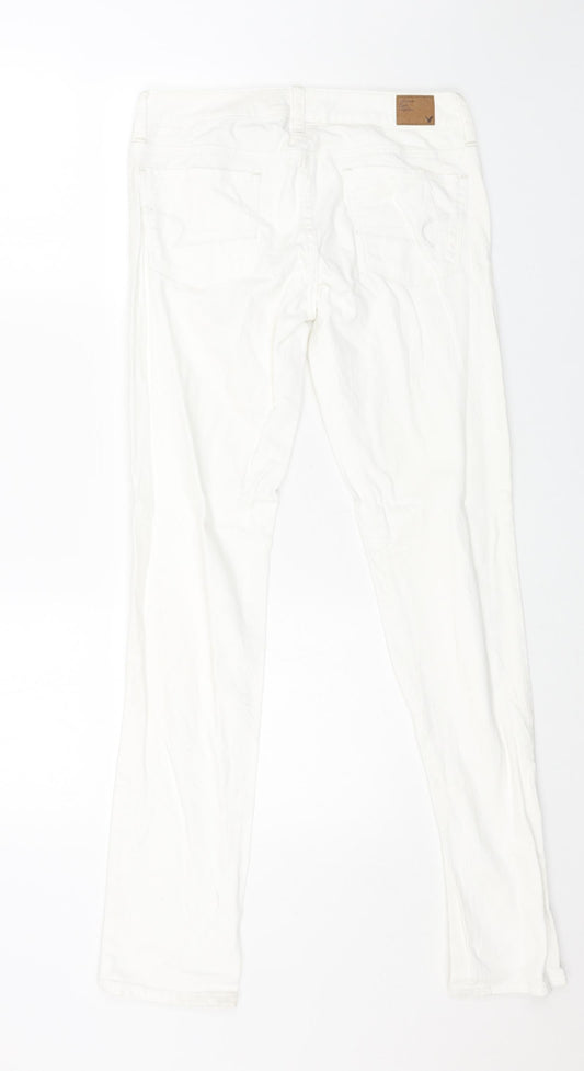 American Eagle Outfitters Womens White Cotton Skinny Jeans Size 32 in L31 in Regular Button