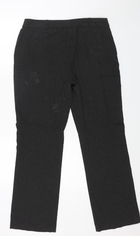 M&Co Womens Grey Polyester Dress Pants Trousers Size 14 L30 in Regular Zip