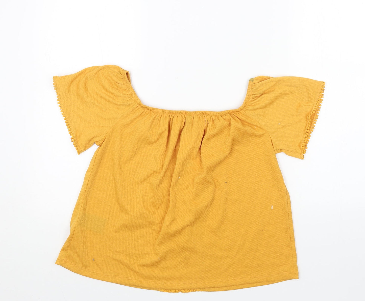 H&M Womens Yellow Polyester Basic Blouse Size M Off the Shoulder