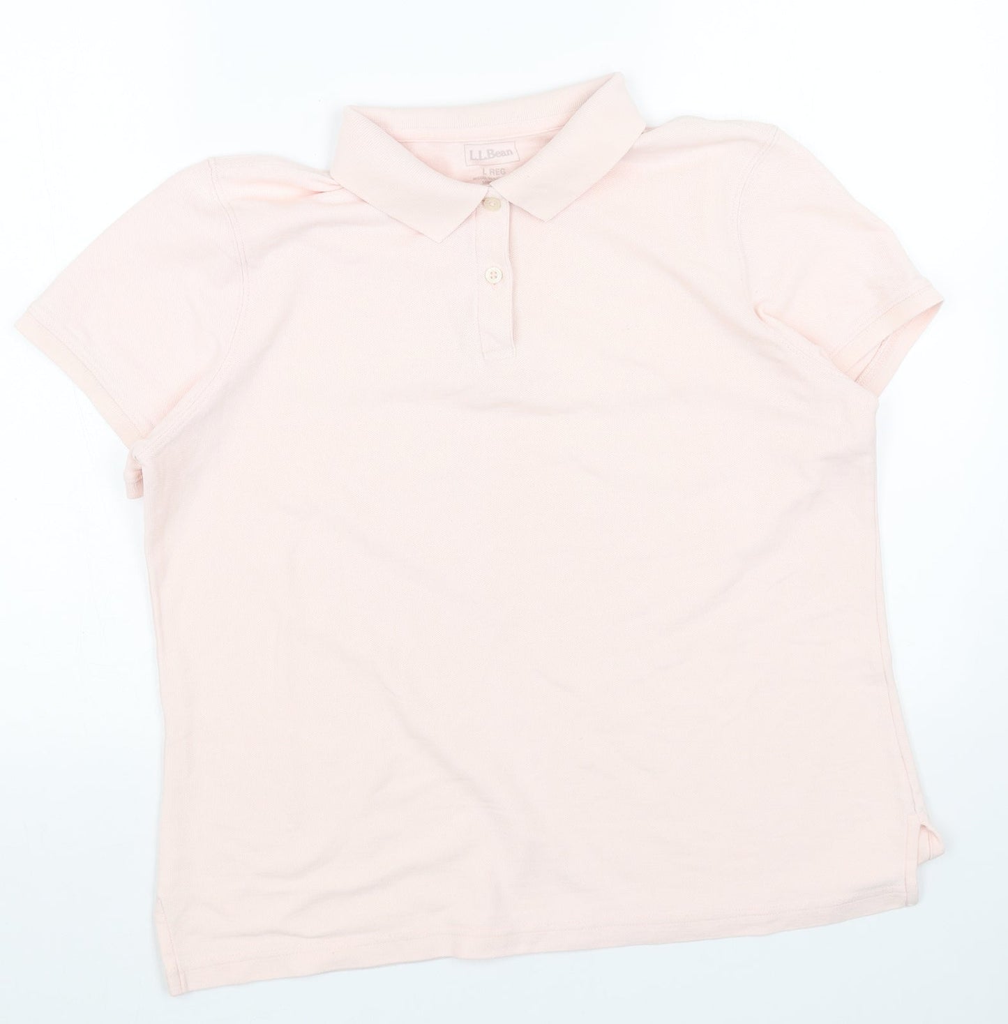 L.L. Bean Womens Pink Cotton Basic Polo Size L Collared