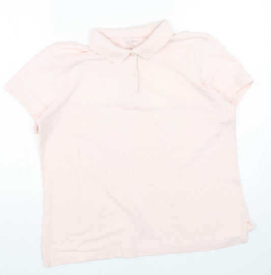 L.L. Bean Womens Pink Cotton Basic Polo Size L Collared