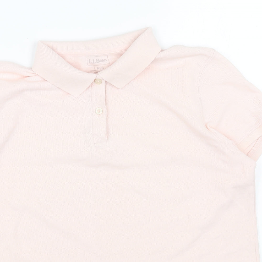 L.L. Bean Womens Pink Cotton Basic Polo Size L Collared