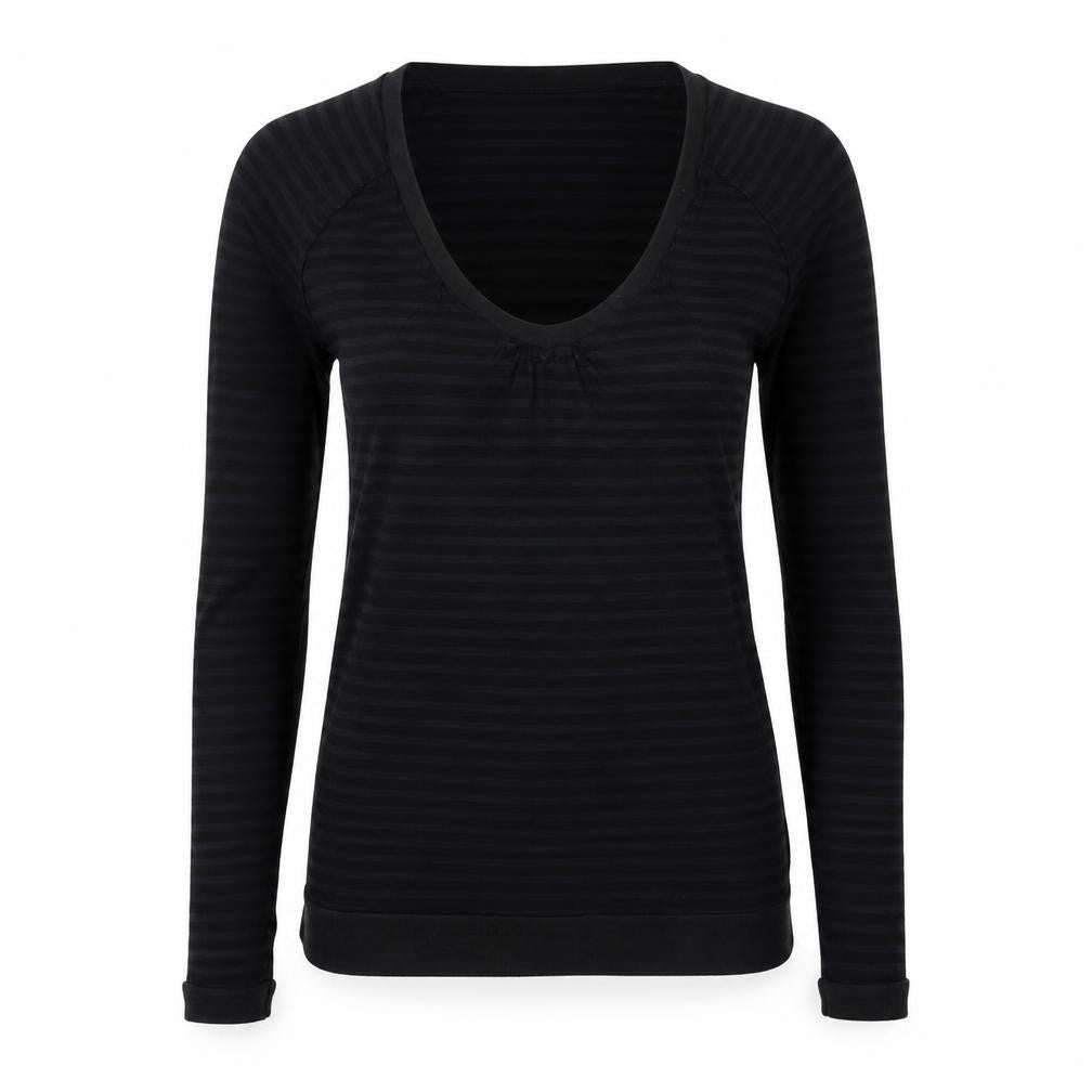 Topshop Womens Black Striped Cotton Basic T-Shirt Size 8 Round Neck