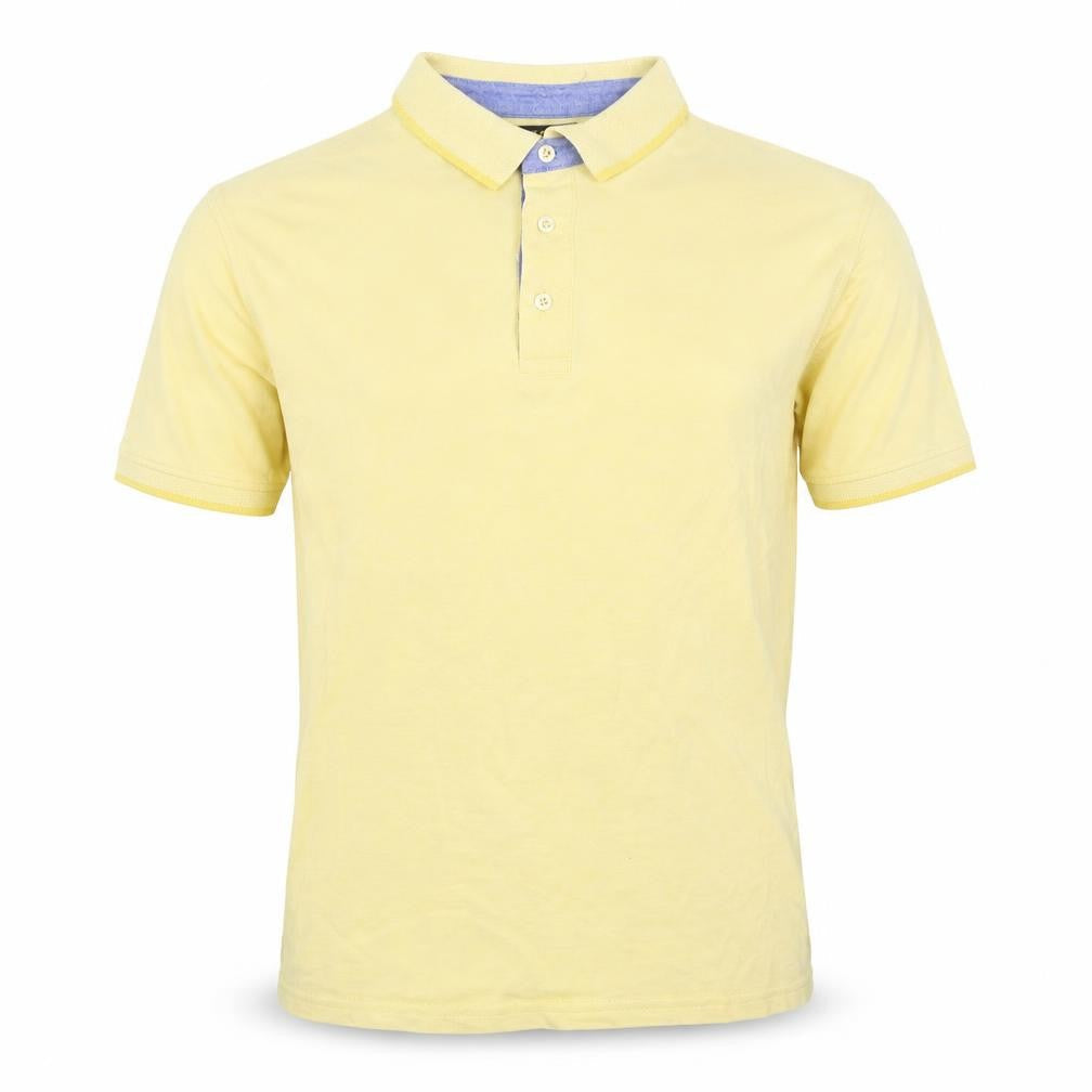 OVS Mens Yellow Cotton Polo Size M Collared Pullover