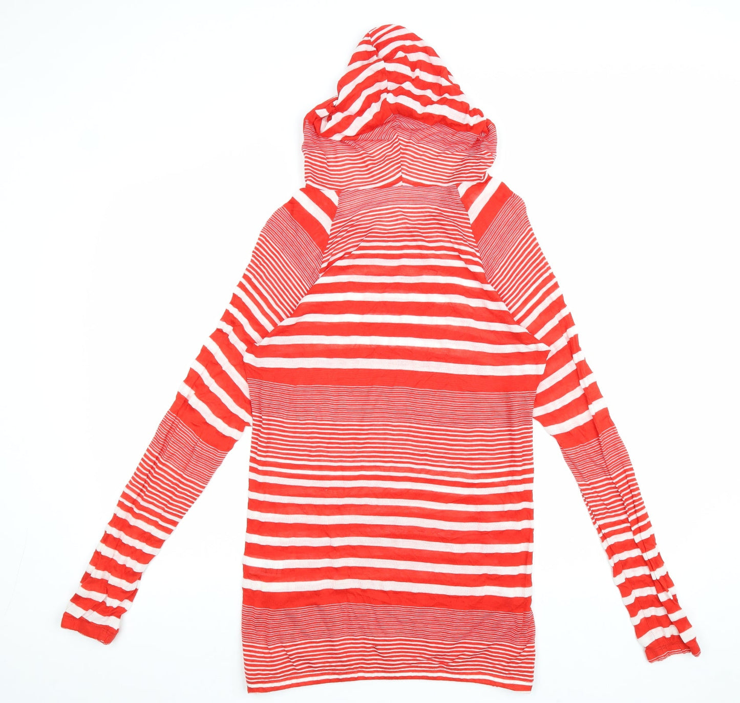 Topshop Womens Red Striped Viscose Pullover Hoodie Size 8 Pullover