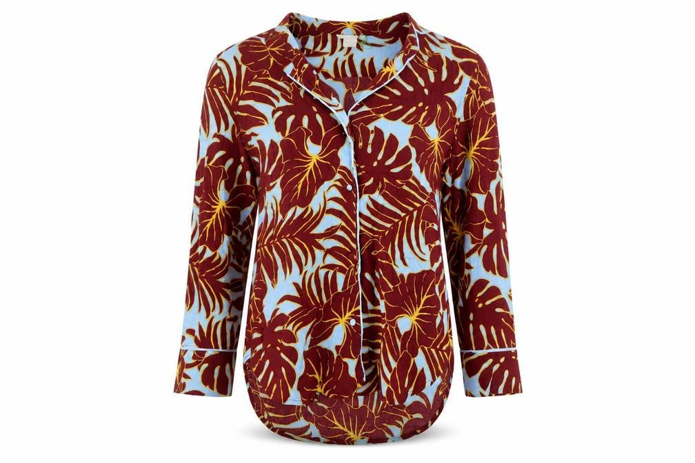 H&M Womens Brown Floral Viscose Basic Button-Up Size 6 Collared