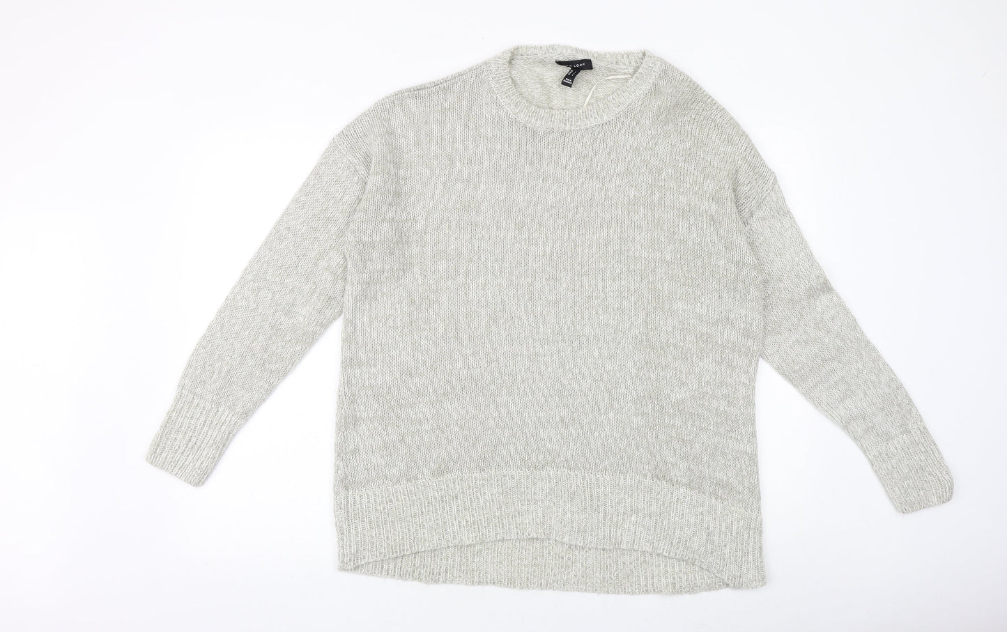 New Look Womens Grey Round Neck Acrylic Pullover Jumper Size L