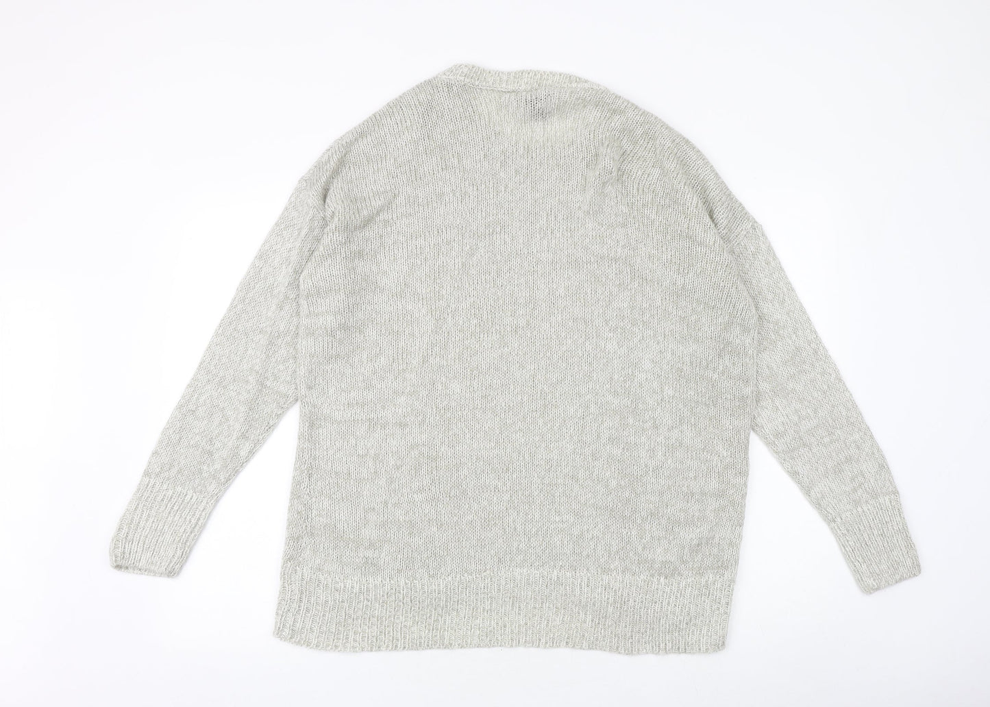 New Look Womens Grey Round Neck Acrylic Pullover Jumper Size L
