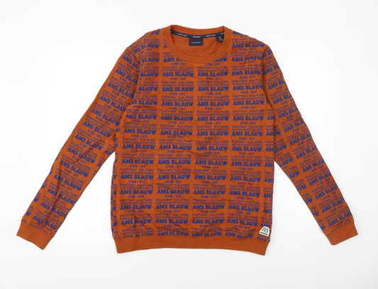 Scotch & Soda Womens Orange Cotton Pullover Sweatshirt Size 16 Pullover - Ams Blauw