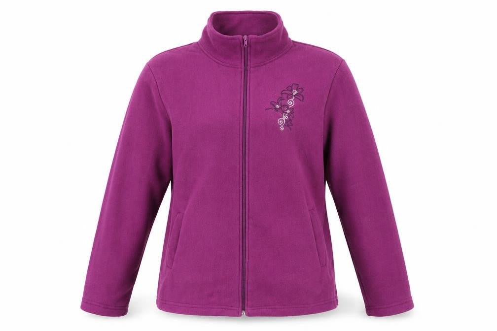 Anna De Lancay Womens Purple Jacket Size L Zip - Flower Detail