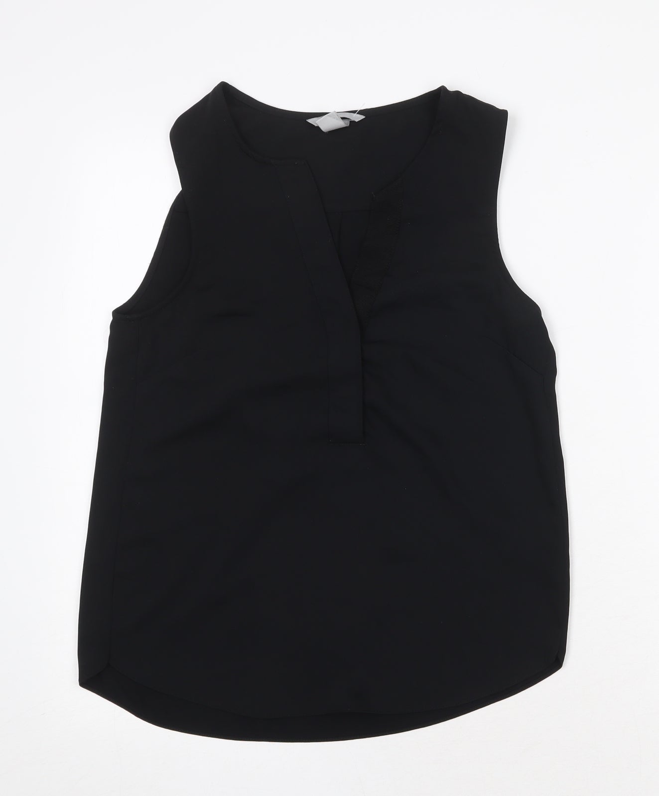 H&M Womens Black Polyester Basic Tank Size 4 V-Neck