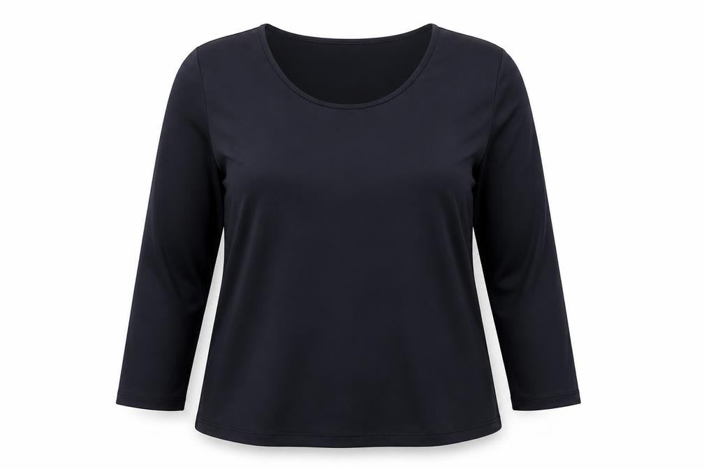 AMARANTO Womens Black Polyester Basic Blouse Size 12 Round Neck