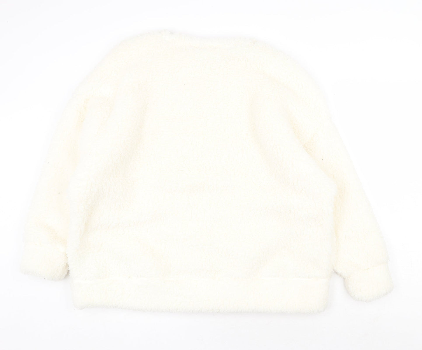 Marks and Spencer Womens White Round Neck Polyester Pullover Jumper Size 14 - Loungewear