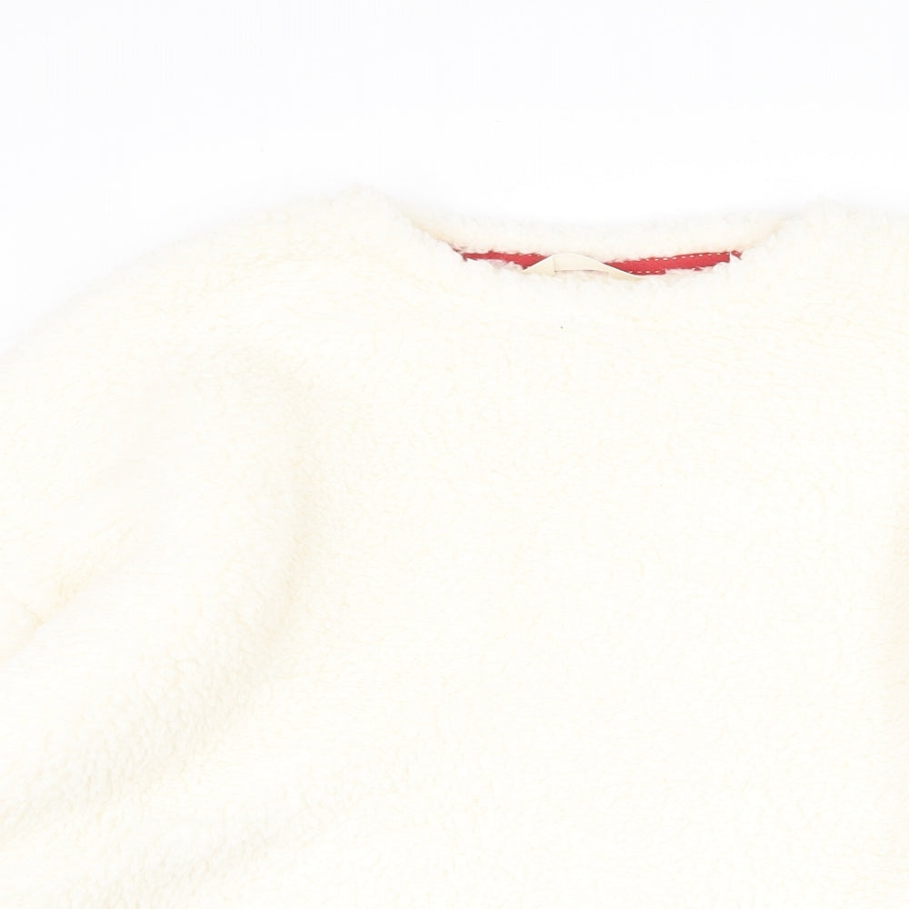 Marks and Spencer Womens White Round Neck Polyester Pullover Jumper Size 14 - Loungewear