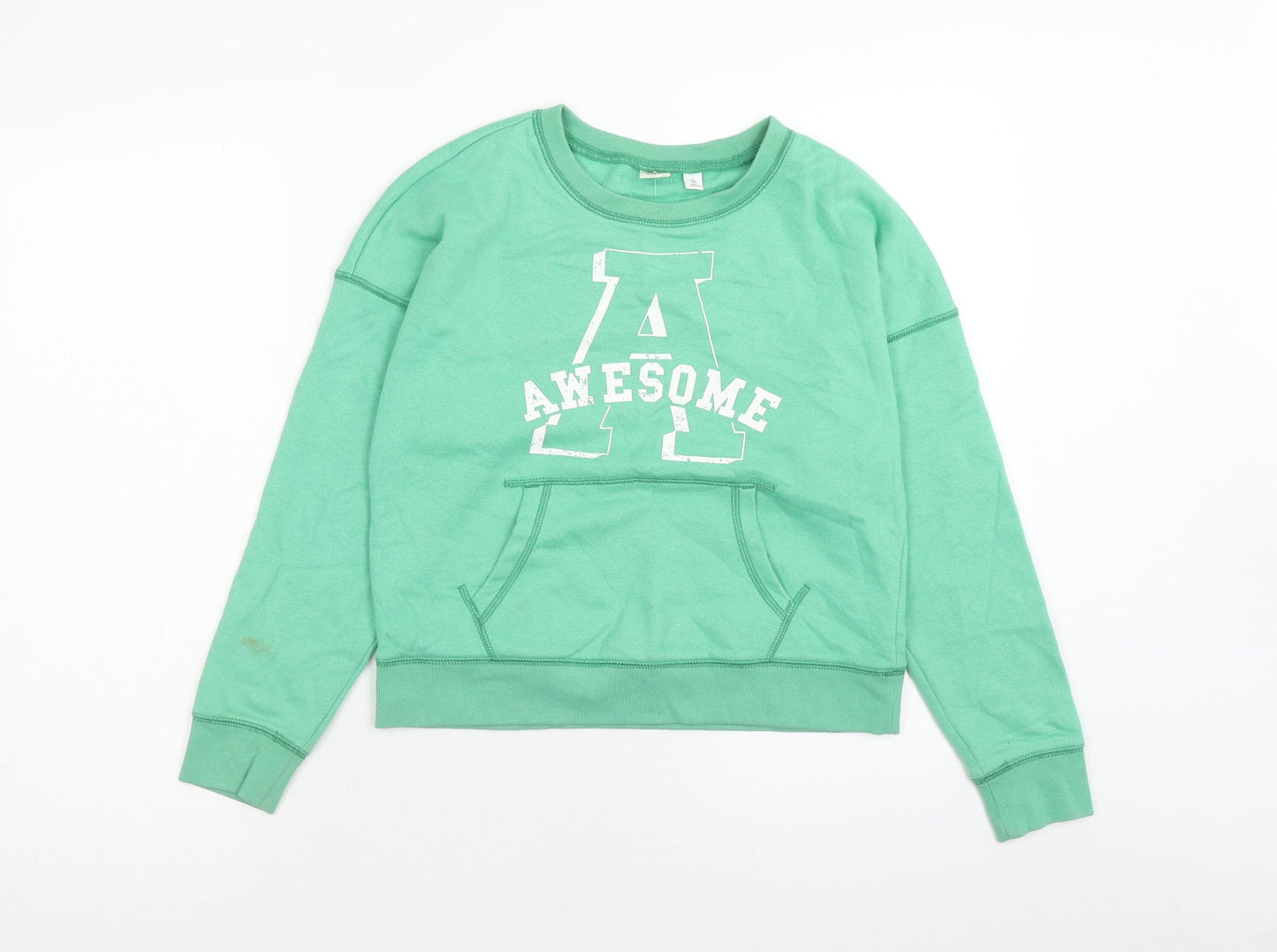Gap Girls Green Cotton Pullover Sweatshirt Size 12 Years Pullover - Awesome