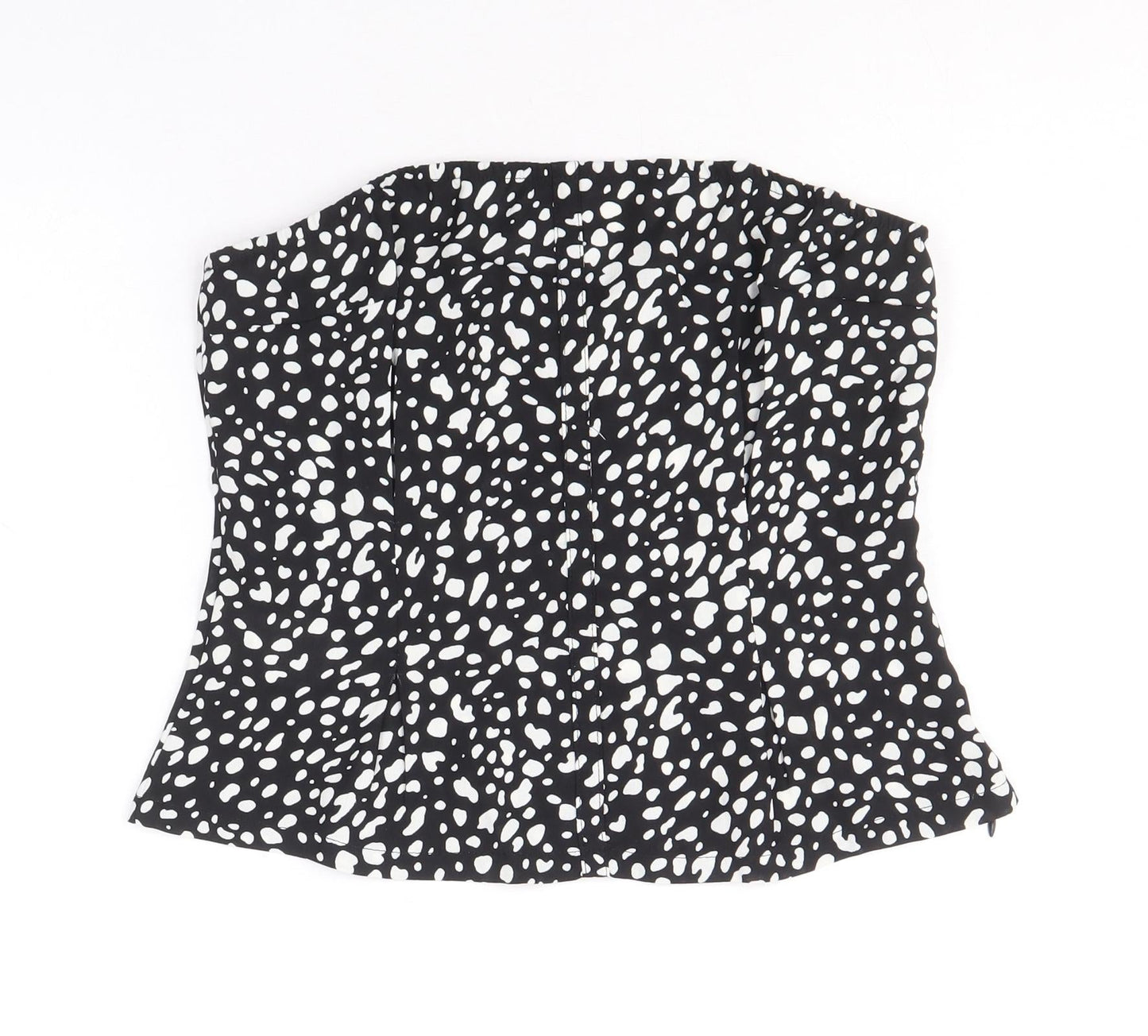 Naanaa Womens Black Geometric Polyester Basic Tank Size 8 Off the Shoulder