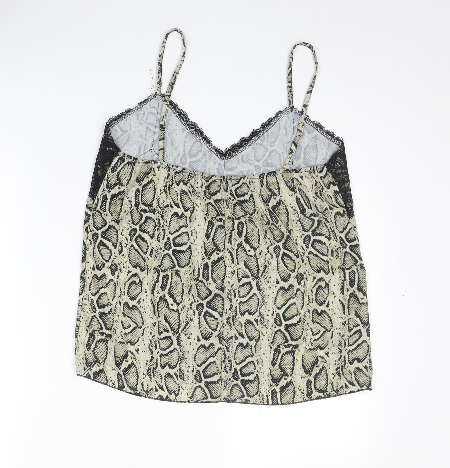 Made in Italy Womens Multicoloured Animal Print Polyester Camisole Tank Size 12 V-Neck - Snake Skin Print Lace Trim