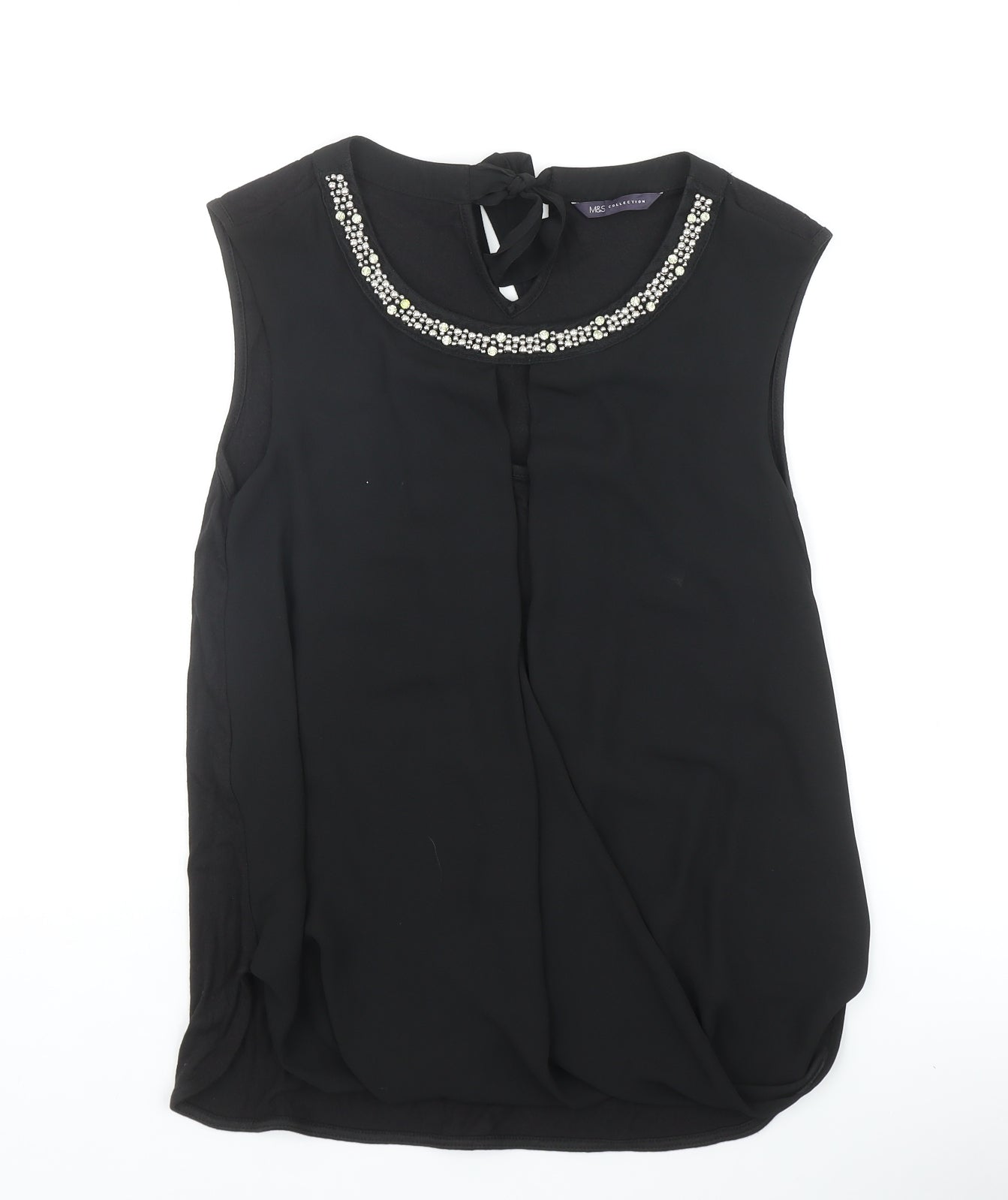Marks and Spencer Womens Black Polyester Basic Tank Size 10 Scoop Neck