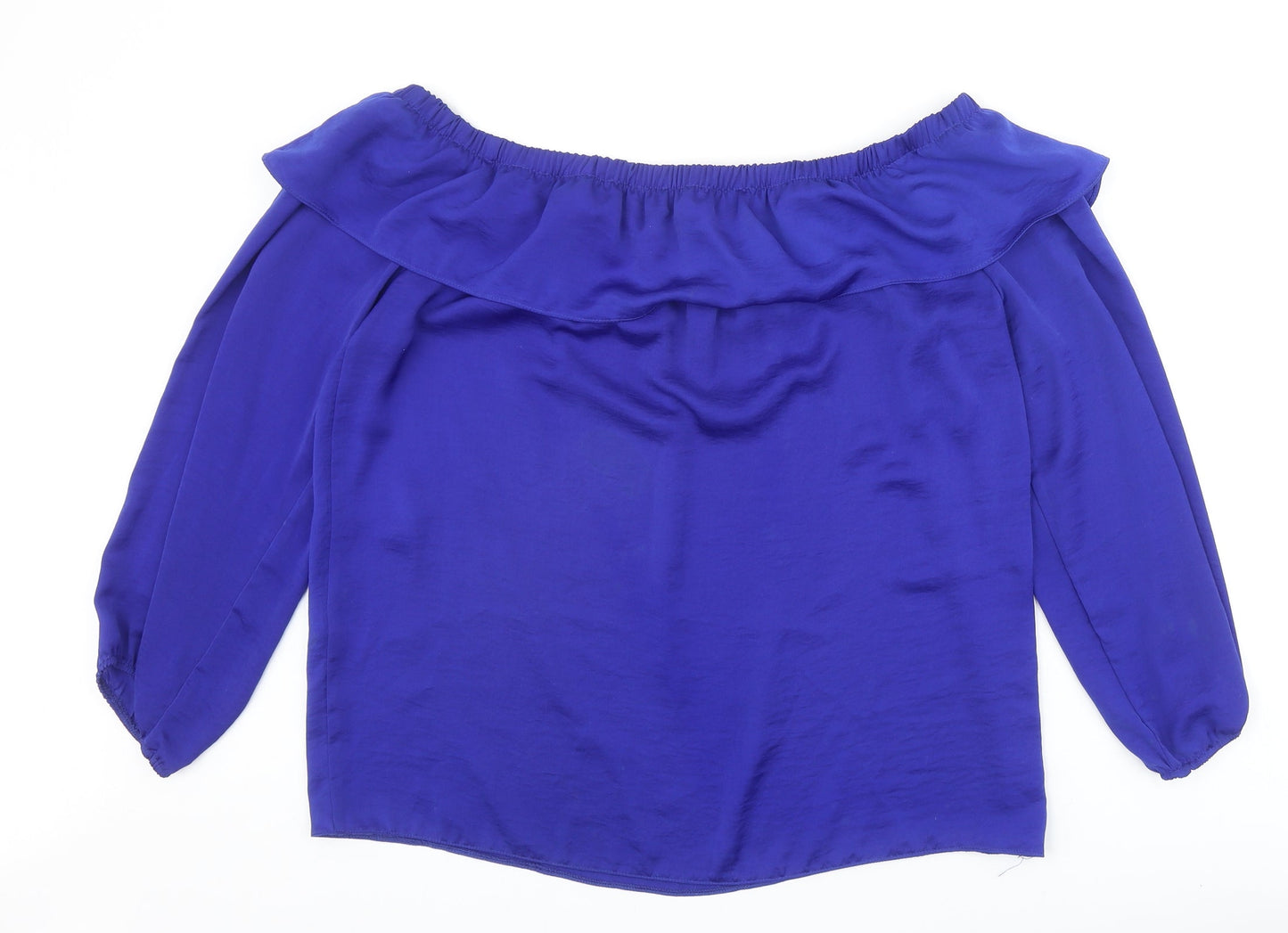 Dorothy Perkins Womens Blue Polyester Basic Blouse Size 14 Off the Shoulder