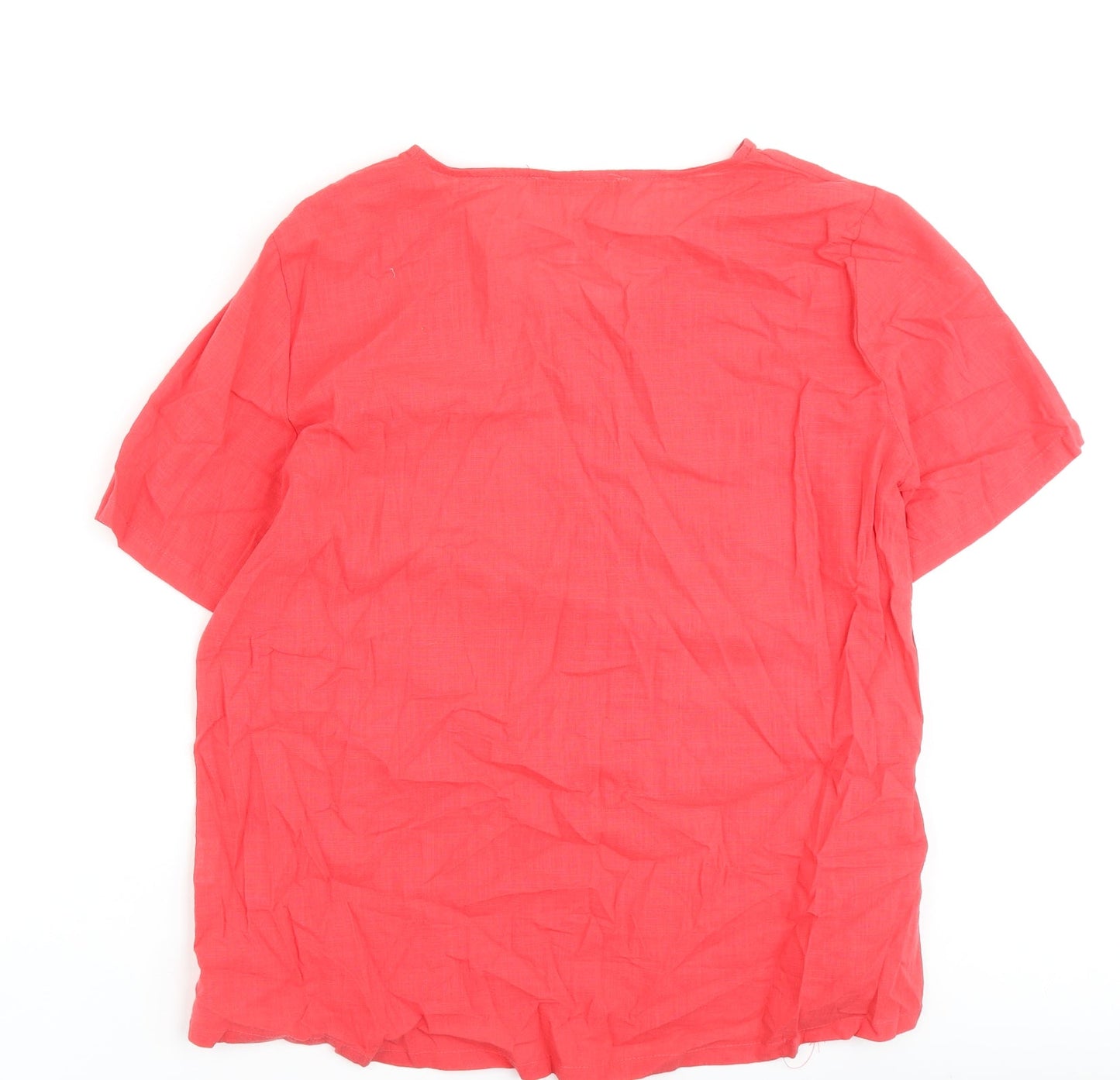 Zanzea Womens Red 100% Cotton Basic Blouse Size 3XL Round Neck