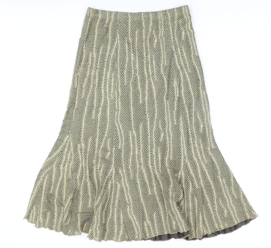 Stephen Womens Gold Geometric Polyester Swing Skirt Size 16