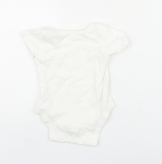 George Girls White 100% Cotton Babygrow One-Piece Size 6-9 Months Snap - Heart and Slogan