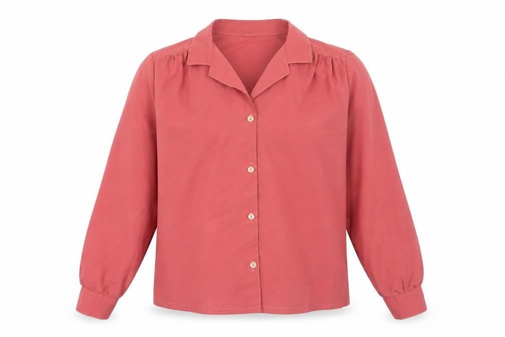 Preworn Womens Red Polyester Basic Button-Up Size 6 Collared