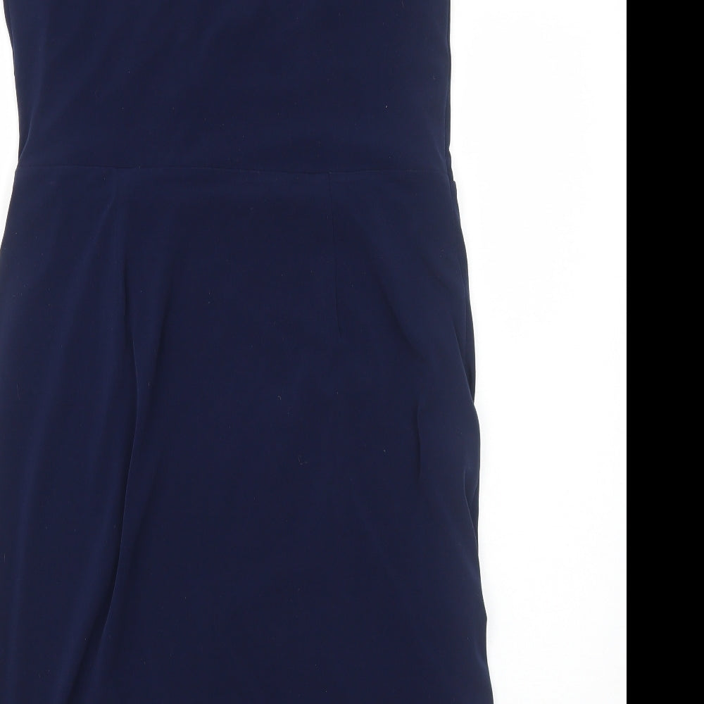 Marks and Spencer Womens Blue Polyester A-Line Size 14 Round Neck Pullover