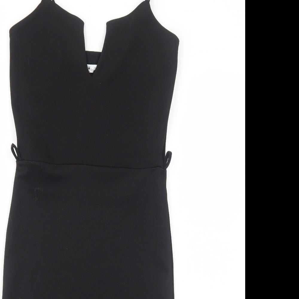 Poisson Womens Black Polyester Shift Size S V-Neck Pullover