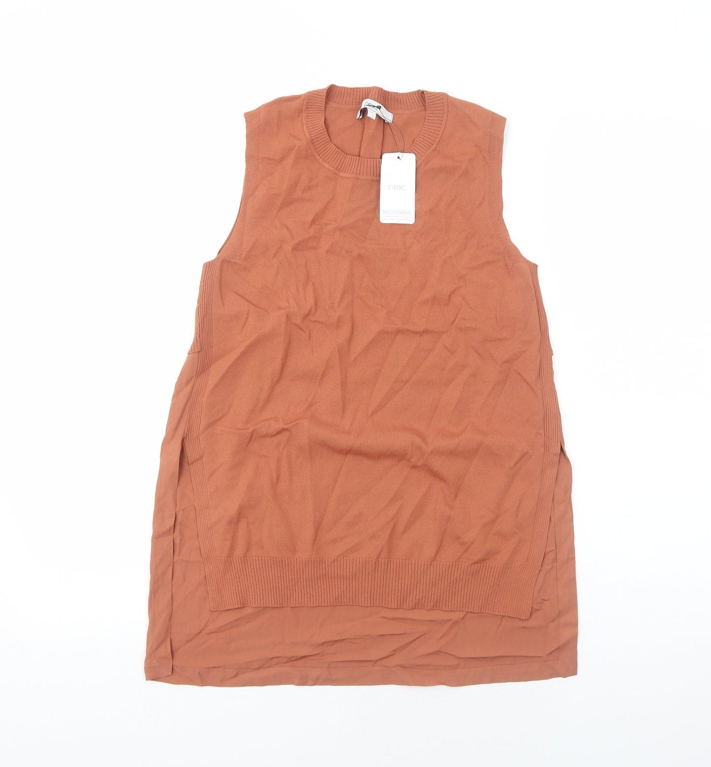 NEXT Womens Orange Viscose Basic Tank Size S Scoop Neck