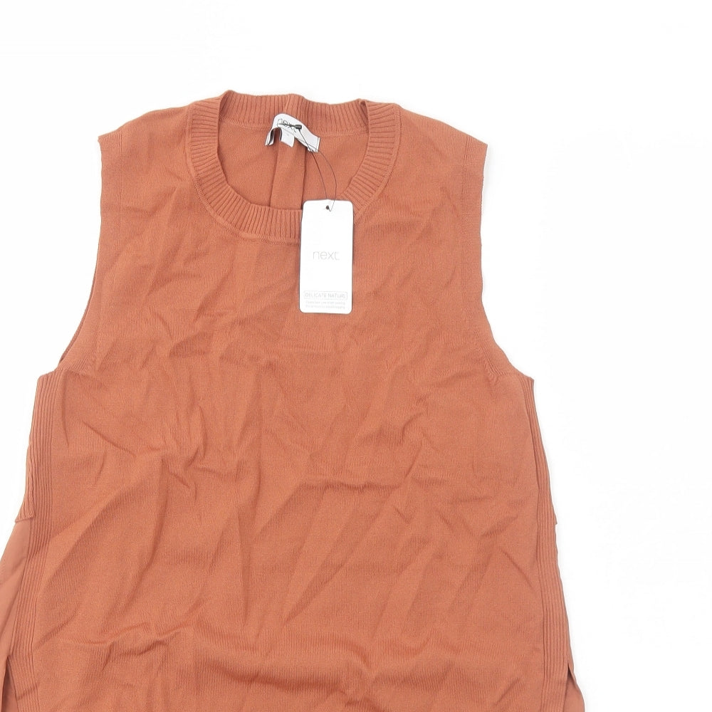 NEXT Womens Orange Viscose Basic Tank Size S Scoop Neck
