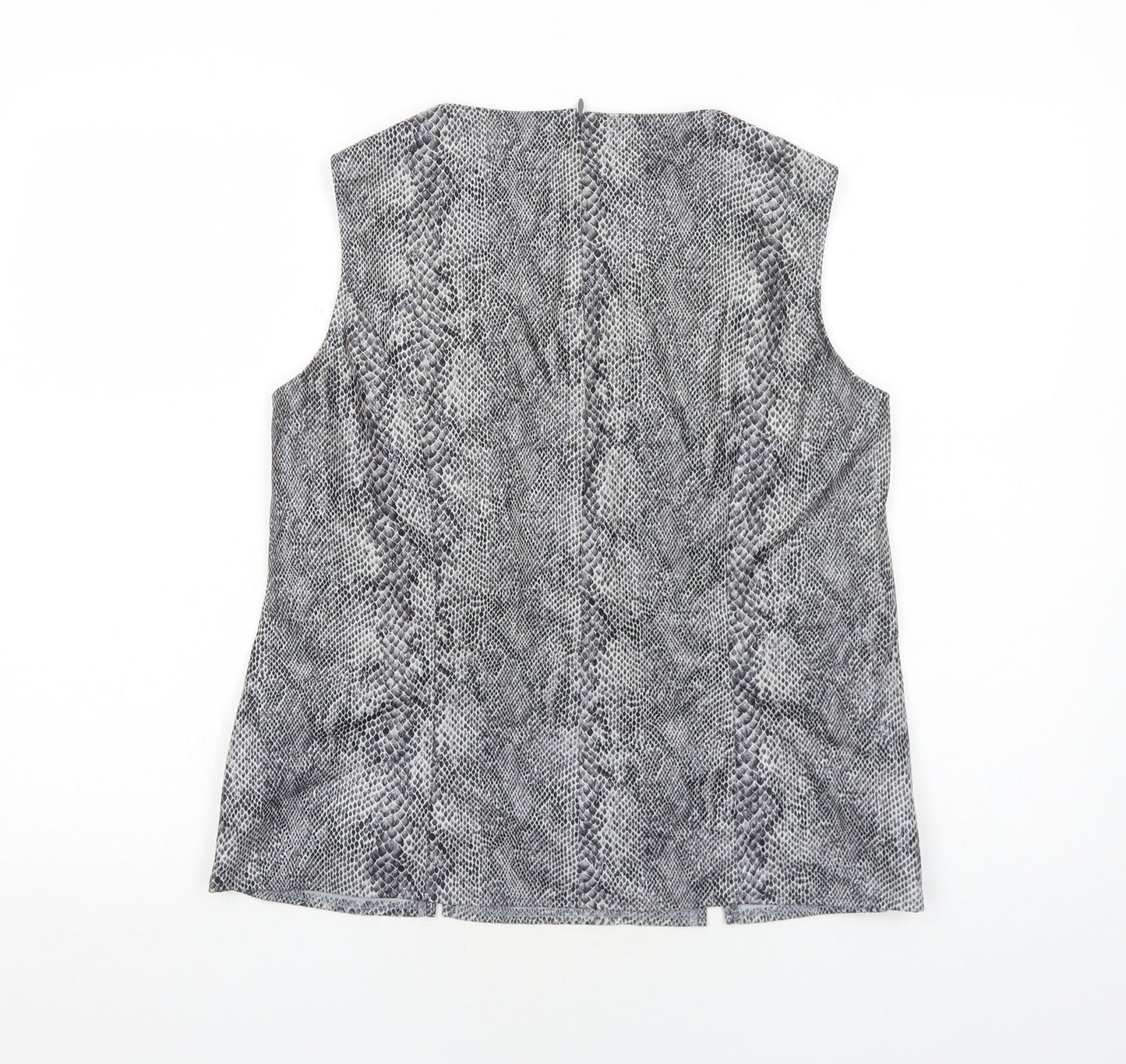 Preworn Womens Grey Animal Print Polyester Basic Tank Size 14 Scoop Neck - Snake Skin Print