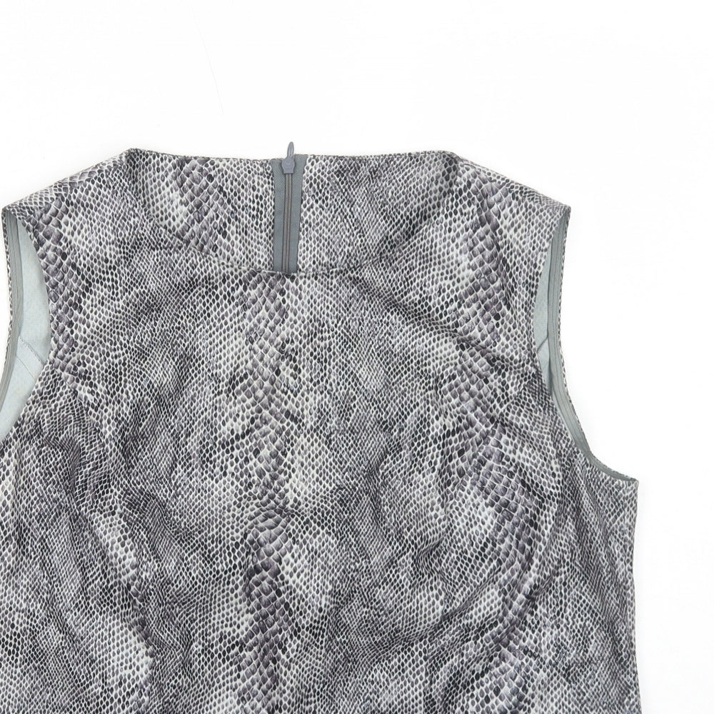 Preworn Womens Grey Animal Print Polyester Basic Tank Size 14 Scoop Neck - Snake Skin Print