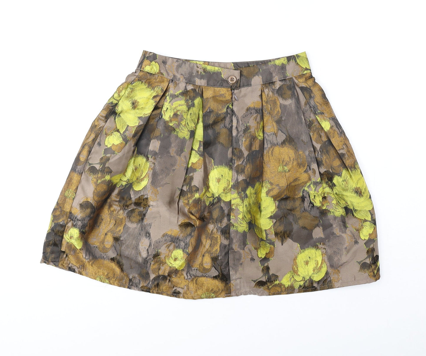 Louche Womens Brown Floral Polyester Tulip Skirt Size 8 Zip