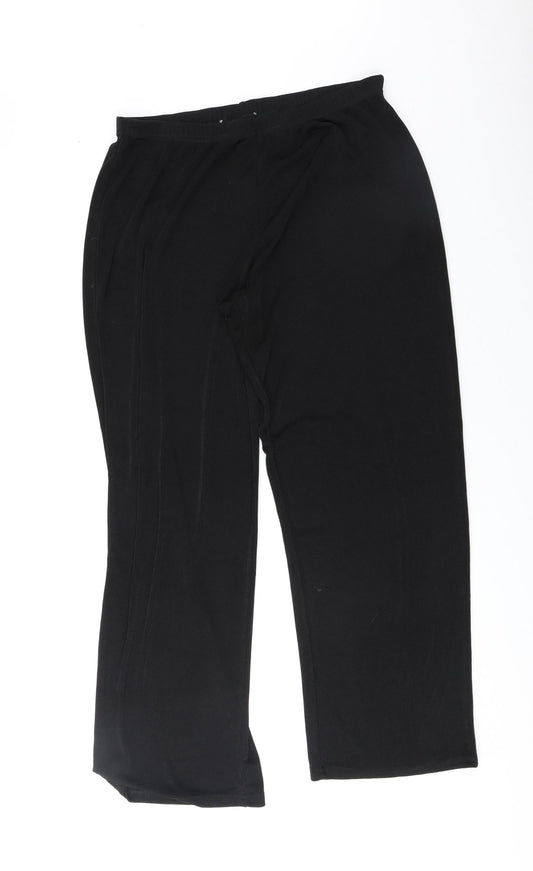 Preworn Womens Black Polyester Trousers Size 16 Regular